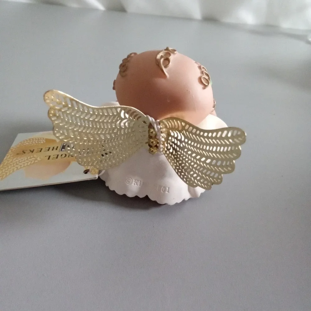 Angel Cheeks Kirk's Folly Baby Guardian Angel Figurine with Cake 2001 Vintage